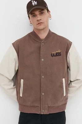 Zdjęcie produktu Guess Originals kurtka bomber męski kolor brązowy przejściowa oversize