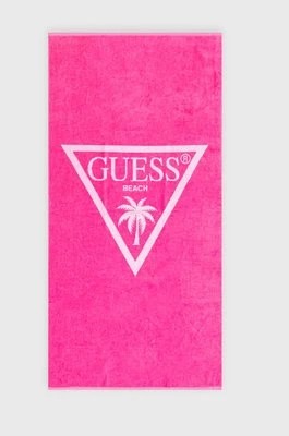 Zdjęcie produktu Guess ręcznik bawełniany kolor różowy