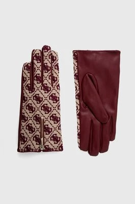 Zdjęcie produktu Guess rękawiczki damskie kolor bordowy