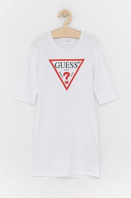Zdjęcie produktu Guess Sukienka bawełniana dziecięca kolor biały mini prosta