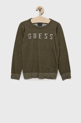 Zdjęcie produktu Guess sweter bawełniany dziecięcy kolor zielony lekki