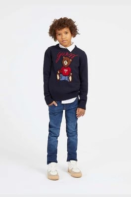 Zdjęcie produktu Guess sweter dziecięcy kolor granatowy ciepły