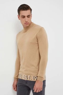 Zdjęcie produktu Guess sweter z domieszką jedwabiu kolor beżowy lekki