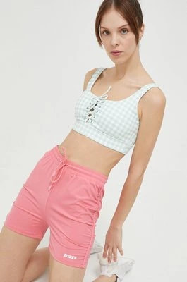 Zdjęcie produktu Guess szorty damskie kolor różowy gładkie high waist