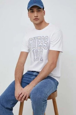 Zdjęcie produktu Guess t-shirt bawełniany kolor biały z aplikacją