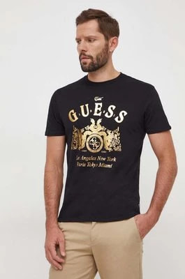 Zdjęcie produktu Guess t-shirt bawełniany męski kolor czarny z nadrukiem M4RI54 K9RM1