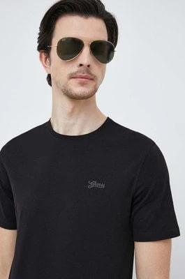 Zdjęcie produktu Guess t-shirt męski kolor czarny gładki