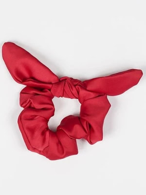 Zdjęcie produktu Gumka do włosów - satynowa czerwona z ozdobną kokardą BOHOMOSS