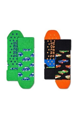 Zdjęcie produktu Happy Socks skarpetki dziecięce Kids Cars Anti-Slip Socks 2-pack kolor zielony