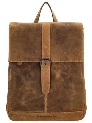 Zdjęcie produktu HIDE & STITCHES Skórzany plecak w kolorze jasnobrązowym - 25,5 x 32,5 x 12 cm rozmiar: onesize