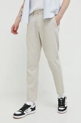 Zdjęcie produktu Hollister Co. spodnie z domieszką lnu kolor beżowy proste