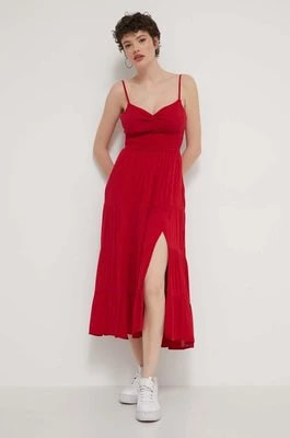 Zdjęcie produktu Hollister Co. sukienka kolor czerwony midi rozkloszowana