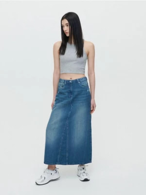 Zdjęcie produktu House - Jeansowa spódnica maxi w stylu vintage - Niebieski
