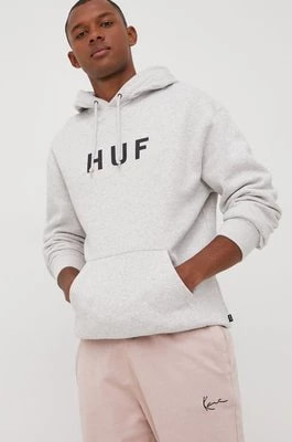 Zdjęcie produktu HUF bluza męska kolor szary z kapturem z nadrukiem