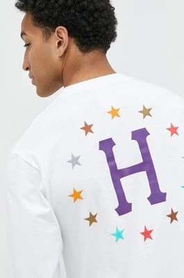 Zdjęcie produktu HUF longsleeve bawełniany kolor biały z nadrukiem