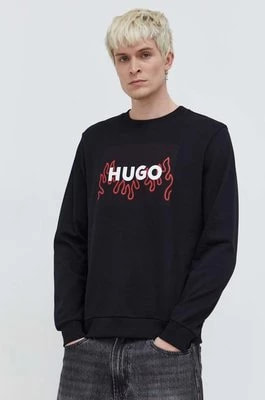 Zdjęcie produktu HUGO bluza bawełniana męska kolor czarny z nadrukiem