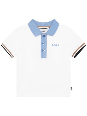 Zdjęcie produktu Hugo Boss Kids Koszulka polo w kolorze biało-błękitnym rozmiar: 86