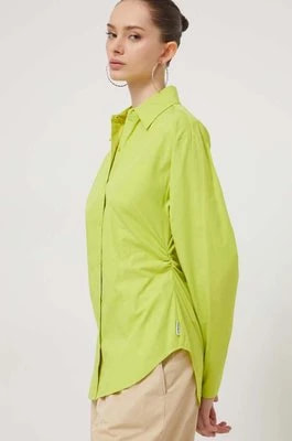 Zdjęcie produktu HUGO koszula bawełniana damska kolor zielony slim z kołnierzykiem klasycznym 50506844