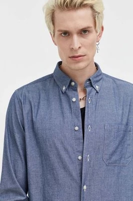 Zdjęcie produktu HUGO koszula bawełniana męska kolor niebieski regular z kołnierzykiem button-down