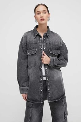 Zdjęcie produktu HUGO kurtka jeansowa damska kolor szary przejściowa oversize