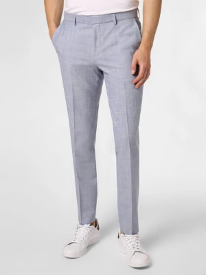 Zdjęcie produktu HUGO Męskie spodnie od garnituru modułowego Mężczyźni Slim Fit wełna ze strzyży niebieski wypukły wzór tkaniny,