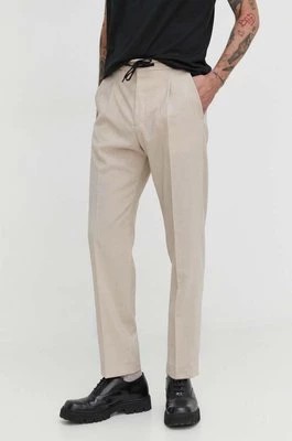 Zdjęcie produktu HUGO spodnie męskie kolor beżowy w fasonie chinos
