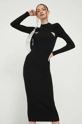 Zdjęcie produktu HUGO sukienka kolor czarny maxi dopasowana
