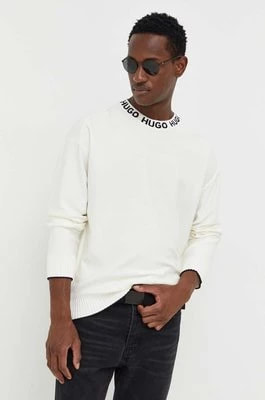 Zdjęcie produktu HUGO sweter bawełniany męski kolor beżowy lekki 50474813