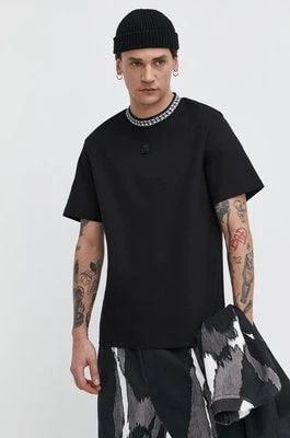 Zdjęcie produktu HUGO t-shirt bawełniany męski kolor czarny z aplikacją 50510035