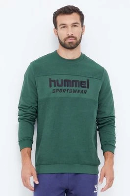 Zdjęcie produktu Hummel bluza bawełniana męska kolor zielony z aplikacją