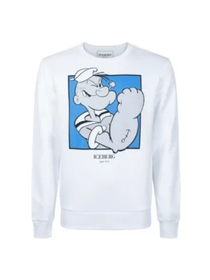 Zdjęcie produktu Iceberg, Biały, dopasowany sweter z okrągłym dekoltem i grafiką Popeye White, male,