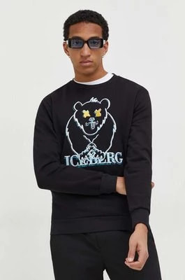 Zdjęcie produktu Iceberg bluza bawełniana męska kolor czarny z nadrukiem