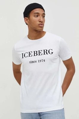 Zdjęcie produktu Iceberg t-shirt bawełniany męski kolor biały z nadrukiem