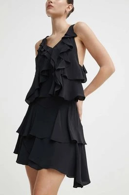 Zdjęcie produktu IRO spódnica z domieszką jedwabiu kolor czarny mini rozkloszowana
