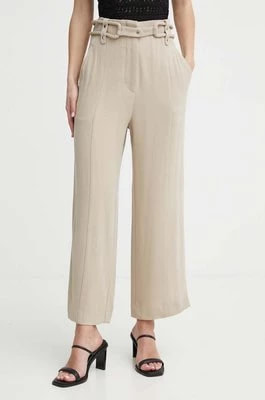 Zdjęcie produktu IRO spodnie z domieszką wełny kolor beżowy szerokie high waist