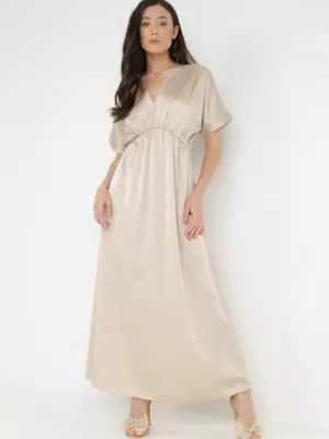 Zdjęcie produktu Jasnobeżowa Sukienka Satynowa Alemyllis