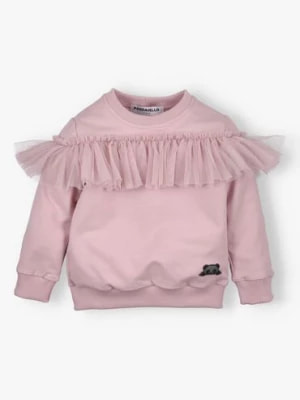 Zdjęcie produktu Jasnoróżowa bluza dla dziewczynki z tiulową falbanką PANDAMELLO