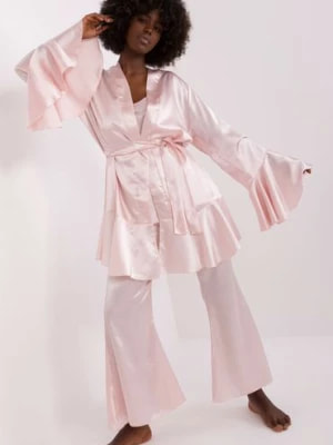 Zdjęcie produktu Jasnoróżowa trzyczęściowa piżama damska ze spodniami Xsapienza