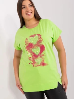 Zdjęcie produktu Jasnozielona damska bluzka plus size bawełniana RELEVANCE