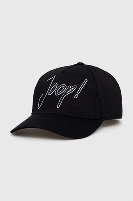 Zdjęcie produktu Joop! czapka z daszkiem bawełniana kolor czarny z nadrukiem