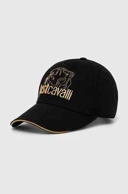 Zdjęcie produktu Just Cavalli czapka z daszkiem bawełniana kolor czarny z aplikacją 76QAZK50 ZG225