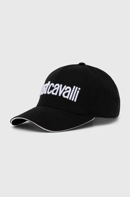 Zdjęcie produktu Just Cavalli czapka z daszkiem bawełniana kolor czarny z aplikacją 76QAZK30 ZG192