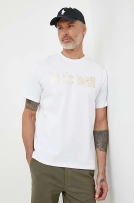 Zdjęcie produktu Just Cavalli t-shirt bawełniany męski kolor biały z nadrukiem 76OAHG15 CJ318