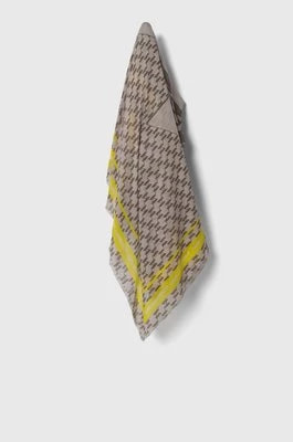 Zdjęcie produktu Karl Lagerfeld chusta z domieszką jedwabiu kolor beżowy wzorzysta