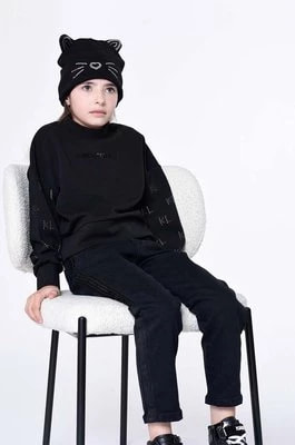 Zdjęcie produktu Karl Lagerfeld czapka dziecięca kolor czarny z cienkiej dzianiny