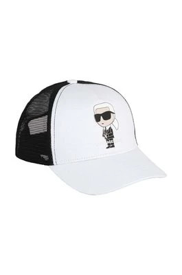 Zdjęcie produktu Karl Lagerfeld czapka z daszkiem bawełniana dziecięca kolor biały z aplikacją