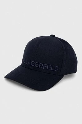 Zdjęcie produktu Karl Lagerfeld czapka z daszkiem kolor granatowy z aplikacją