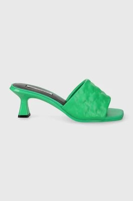 Zdjęcie produktu Karl Lagerfeld klapki skórzane PANACHE II damskie kolor zielony na słupku KL30113