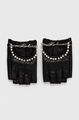 Zdjęcie produktu Karl Lagerfeld mitenki skórzane damskie kolor czarny