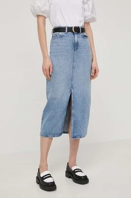Zdjęcie produktu Karl Lagerfeld spódnica jeansowa kolor niebieski midi ołówkowa